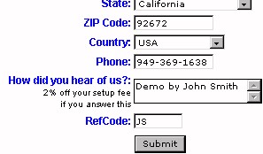 RefCode Entry